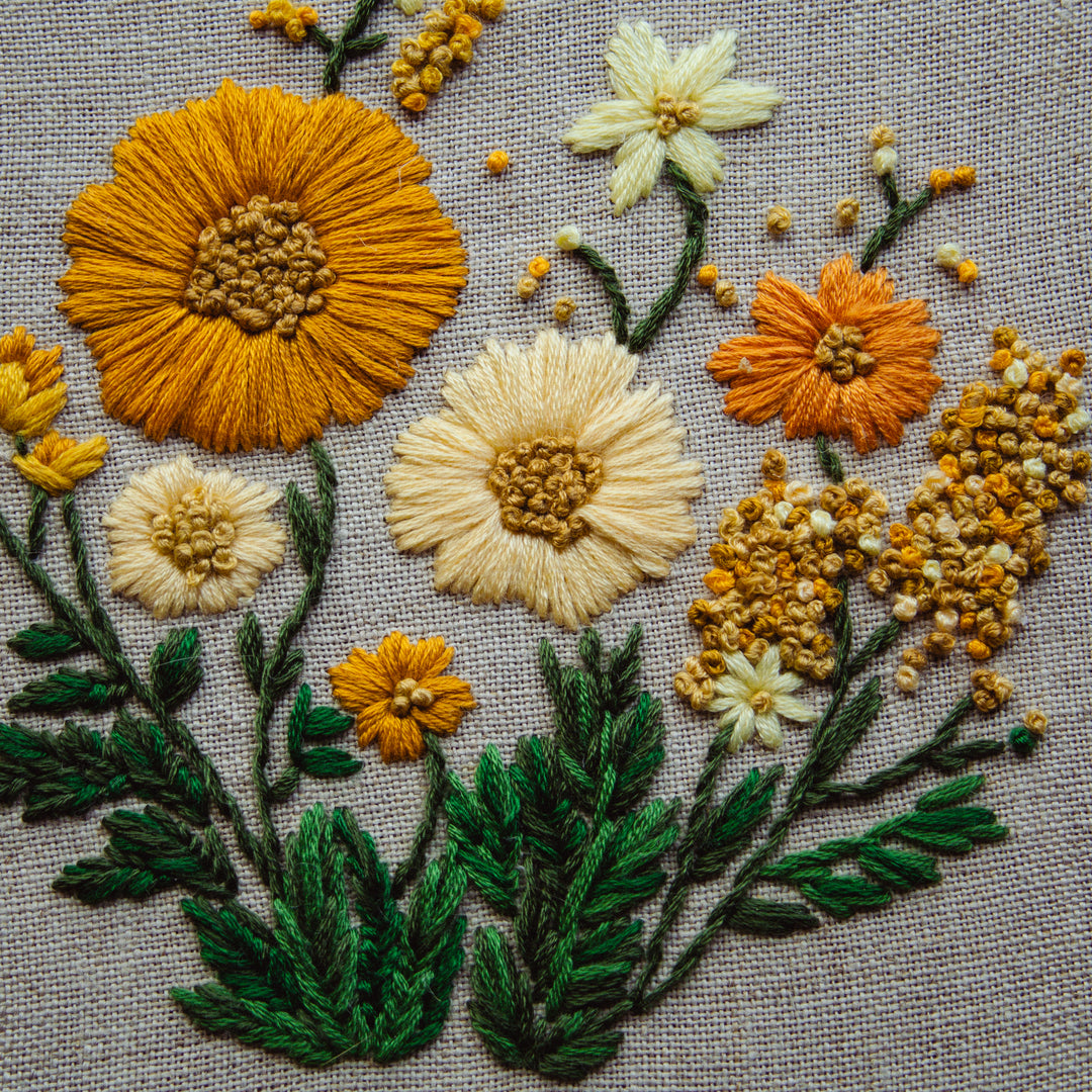 Broderie murale — Champ de fleurs