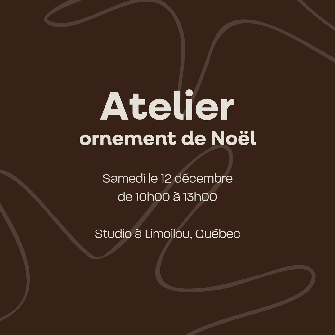 Atelier ornement de Noël – samedi 12 décembre, 10h à 13h, studio à Limoilou